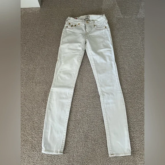 True Religion White Skinny Jeans with Gold Hardware – Size 24 - Picture 3 of 12